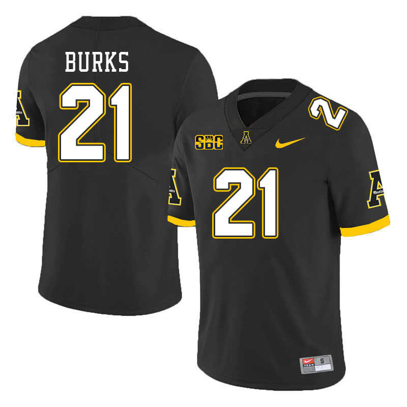 Appalachian State Mountaineers #21 DJ Burks College Football Jerseys-Black